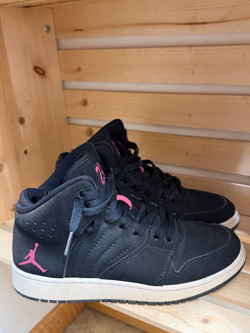 Nike Jordan Black High-Top Sneakers with Pink Accents